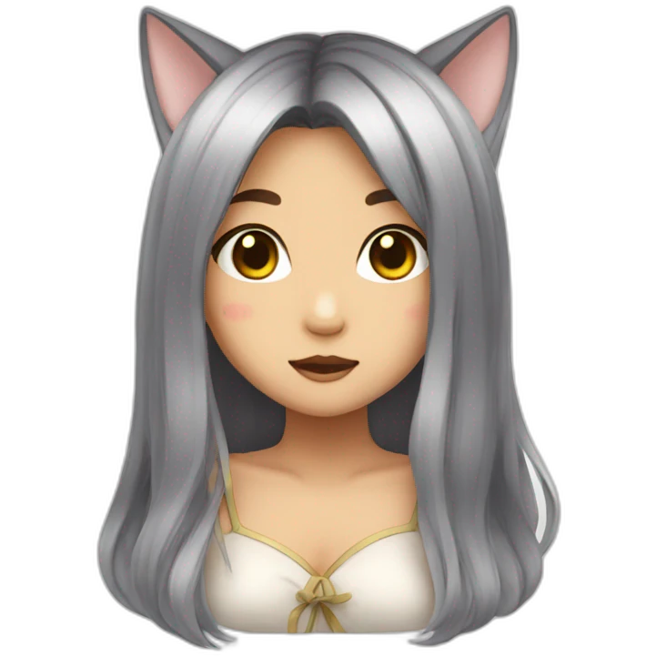 neko girl with long hair emoji