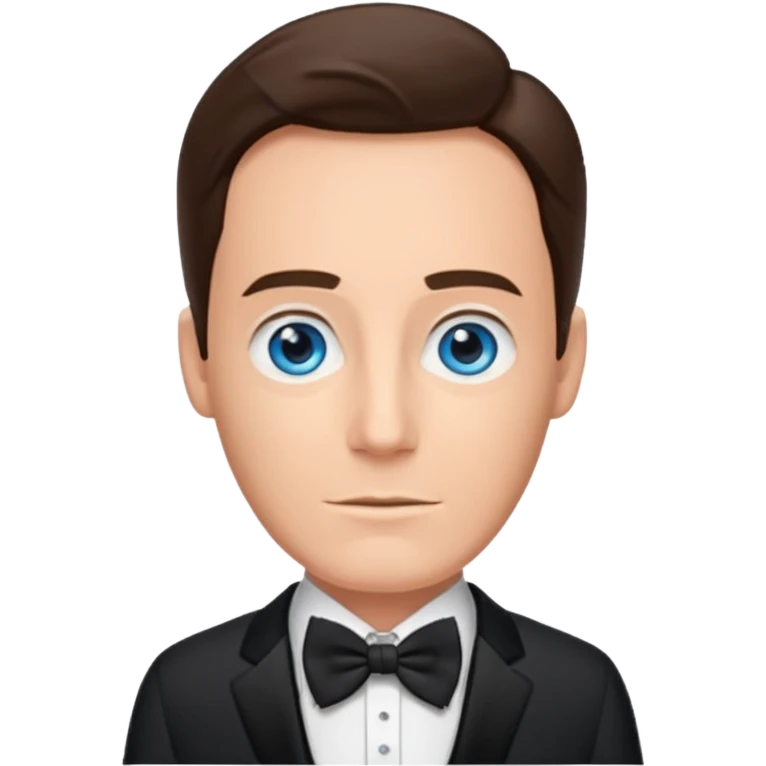 Andy Williams with blue eyes, black suit with bow tie emoji
