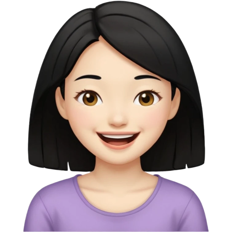 a girl genuinely feeling happy so so so much laughing so hard with her eyes folded black hair asian gorl emoji