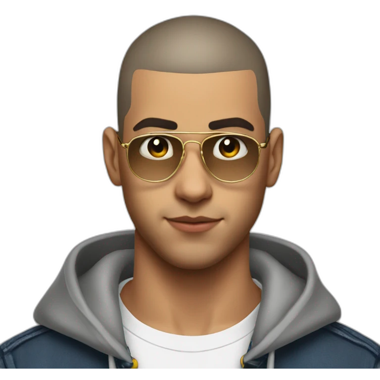 a men looks like bad bunny emoji