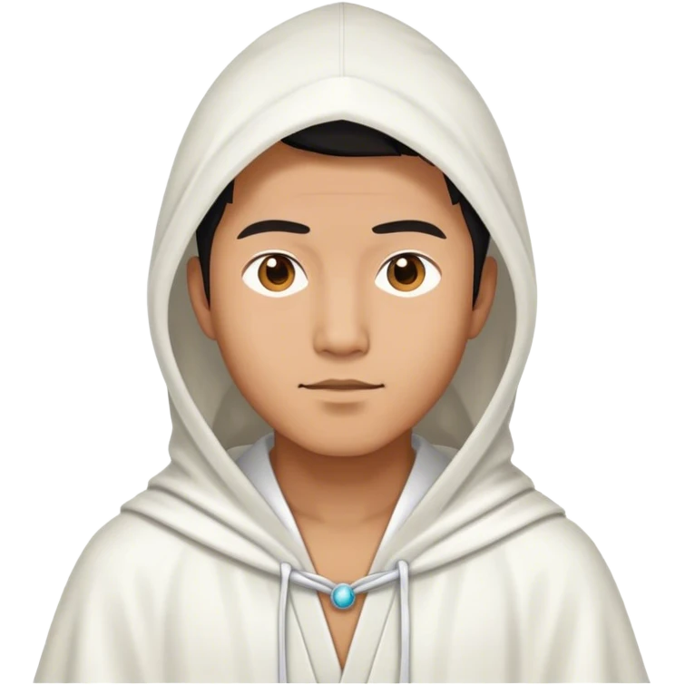 Asian dude with white pointy hood and white robe emoji