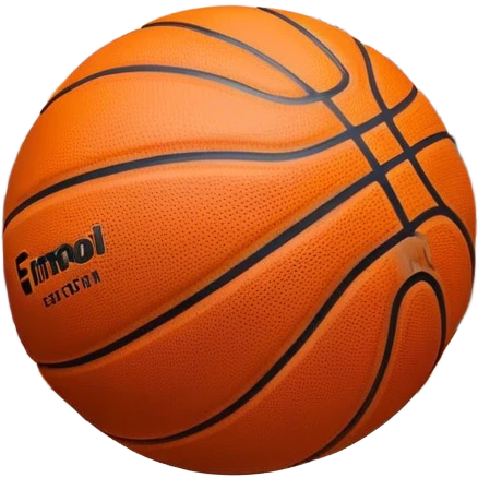 Cinematic Realistic image of a basketball captured in dynamic motion, with detailed surface textures and a slight motion blur, set against a vibrant urban backdrop with energetic lighting emoji