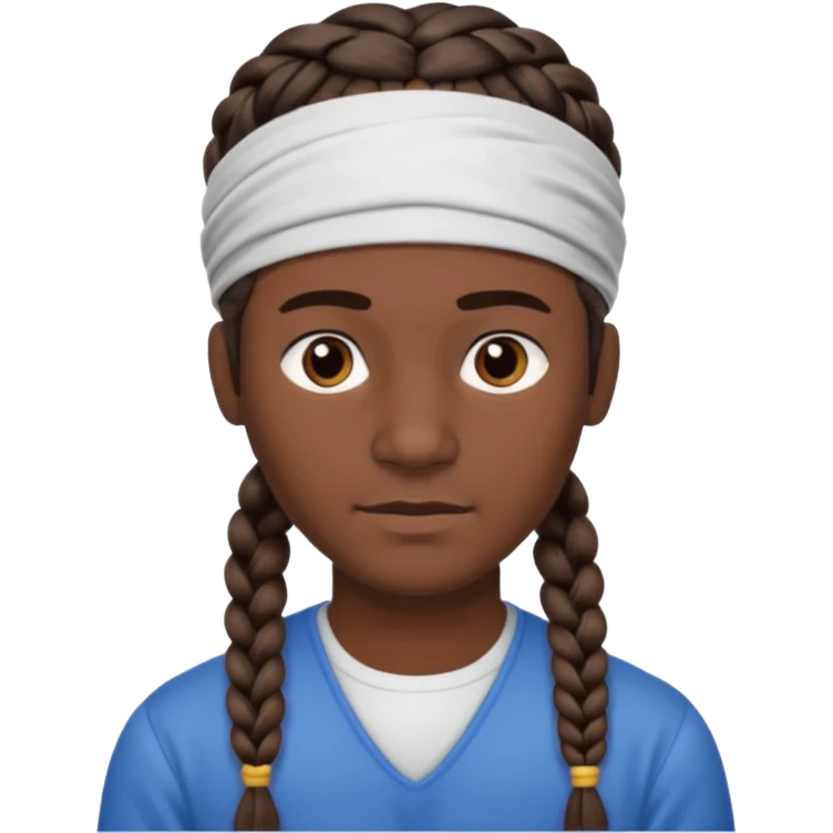 big lose braided man face wiith big visible braids and headband on head emoji