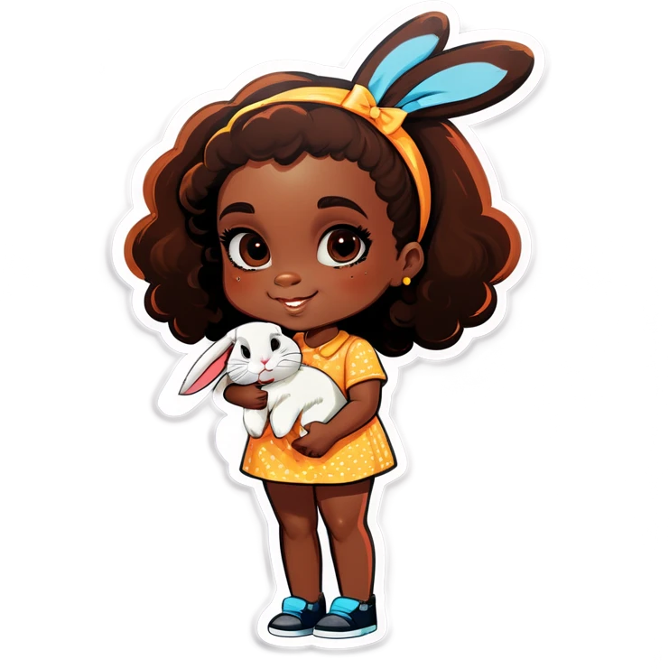 Black girl with a bunny emoji