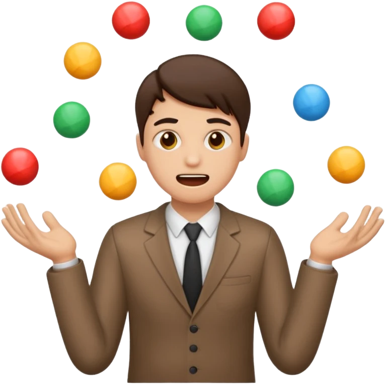 an emoji that depicts a product manager juggling work with panic, can you make it more gender neutral  emoji