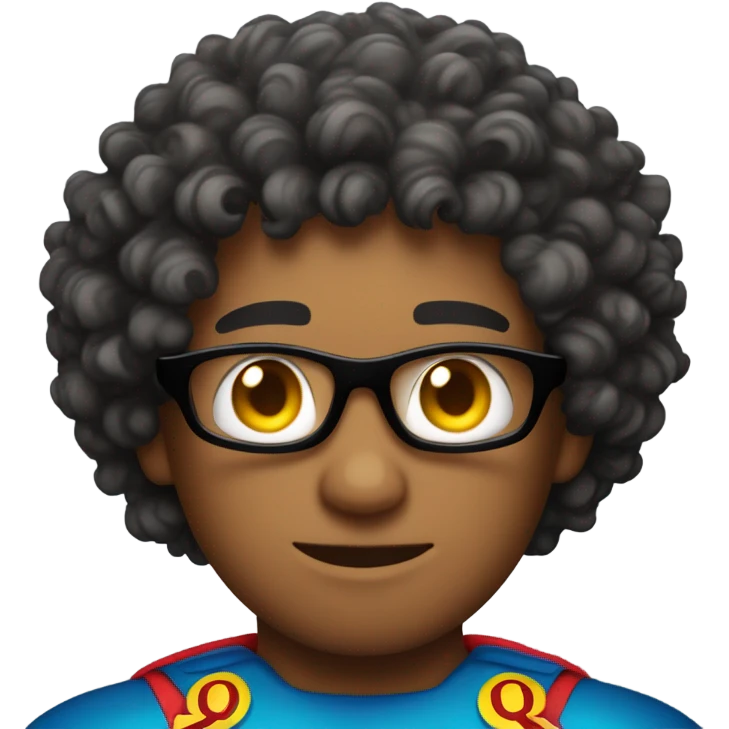 a curly haired man in a superhero costume with the letters "QA" on his chest emoji