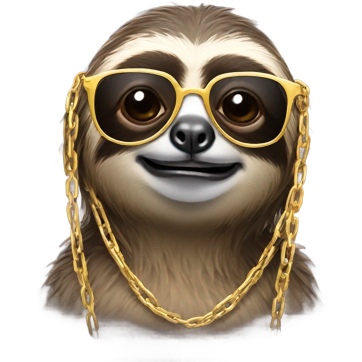Swag Sloth with Chains and glasses emoji
