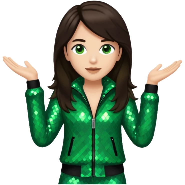 Sam Watters, R&B Singer (b. 1970) from Color Me Badd with long dark brown hair, green sequin outfit emoji