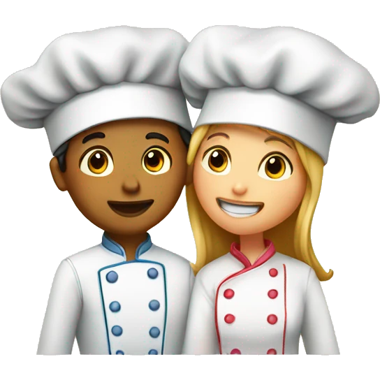 boy & girl chefs kiss emoji