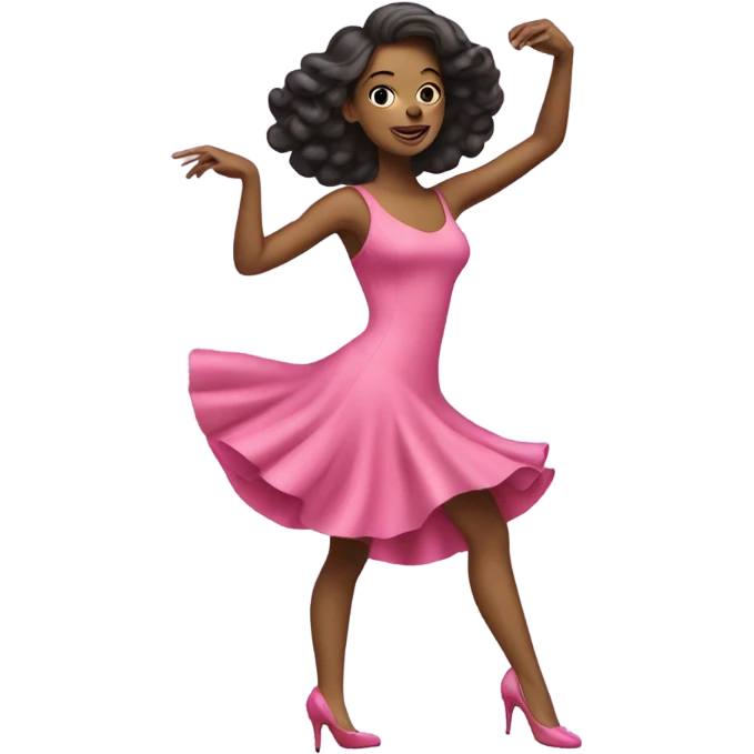 Woman dancing on high heels pink dress and pink shoes  emoji