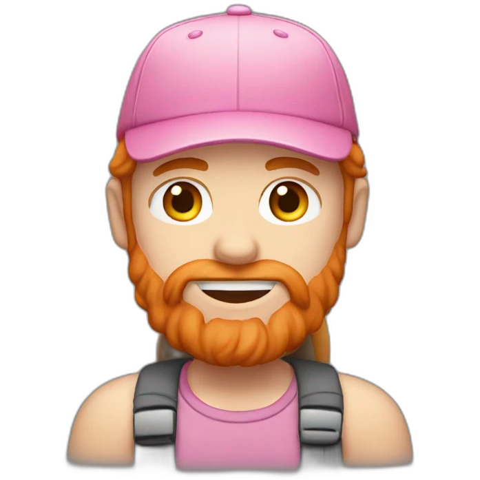 ginger man with long hair in pink cap emoji