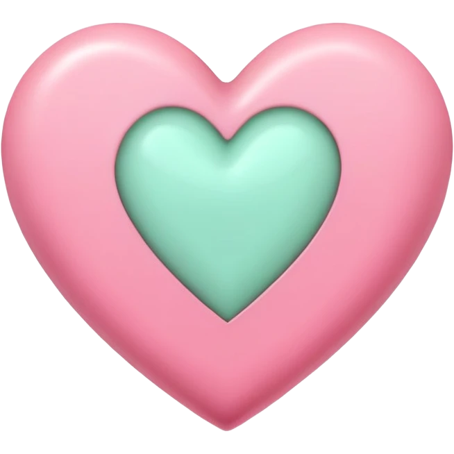 сердце мятного цвета внутри два розовых маленьких сердечка emoji