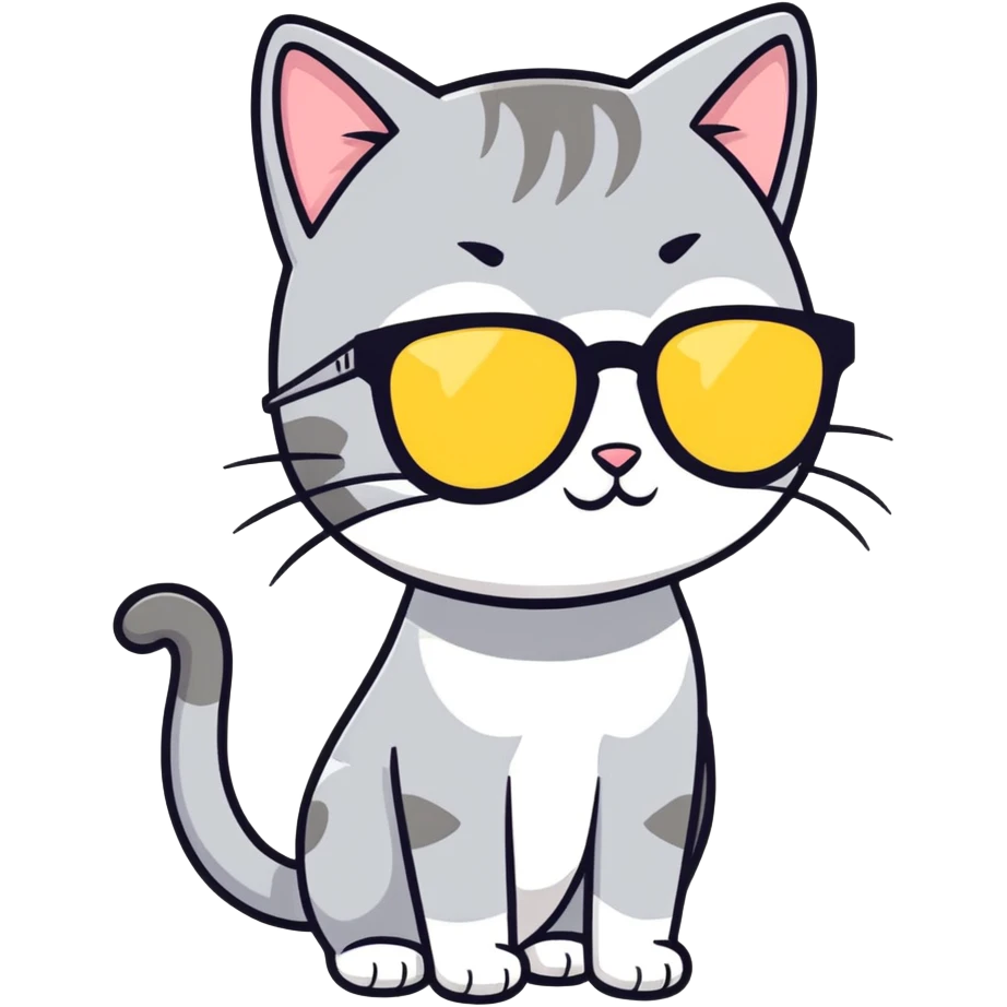 Grey Cat Girl with sunglasses emoji