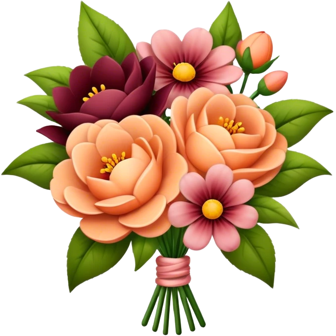 Peach and maroon flower bouquet  emoji