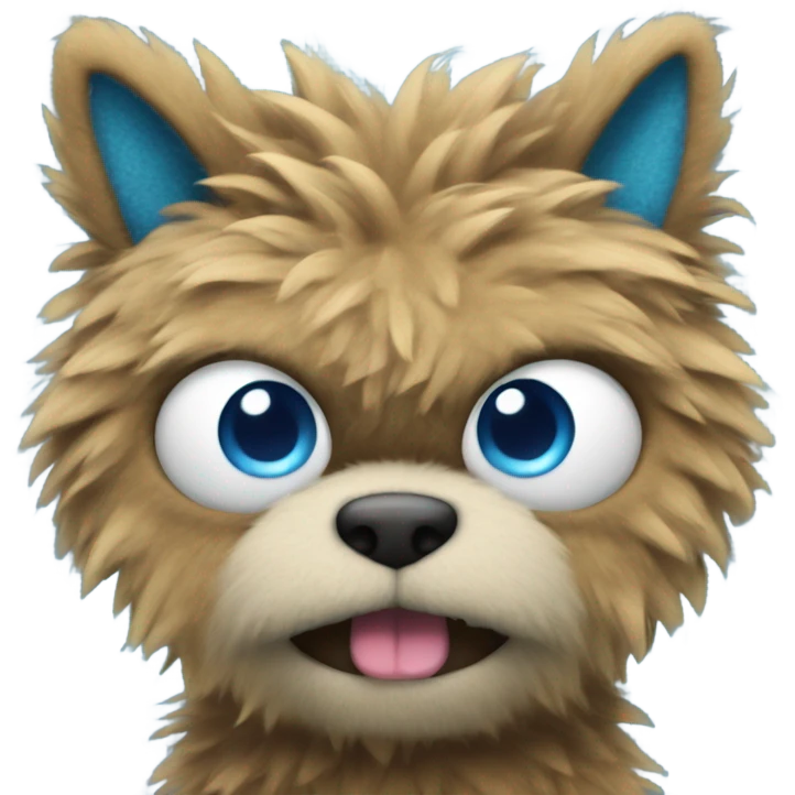 Blue fuzzy person with eyes and sharp big teeth emoji