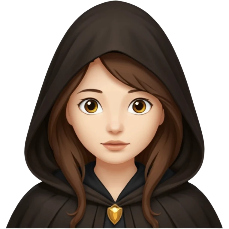 woman in cloak over head, long hair emoji
