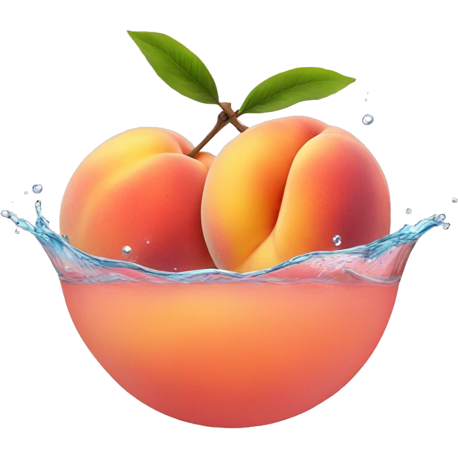 two peaches with water between emoji