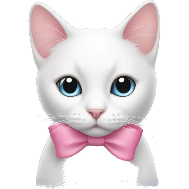 white cat with a pink bow on the ear emoji