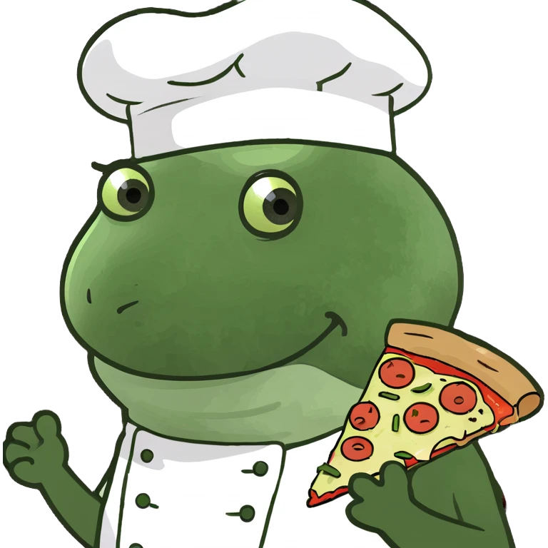 playful cartoon brain wearing a chef's hat, holding a slice of pizza, with little Italian flags and musical notes around it, fun meme-like style, Italian brainrot emoji