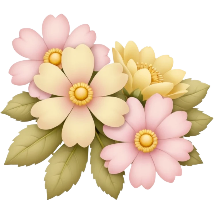 flowers in soft pink, beige and yellow pastel colors emoji