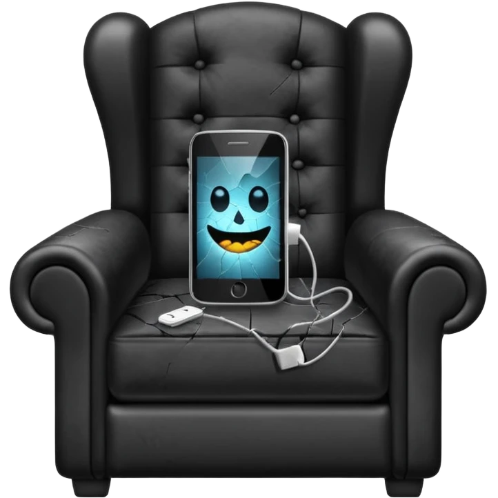 a phone in a chair looking sad emoji