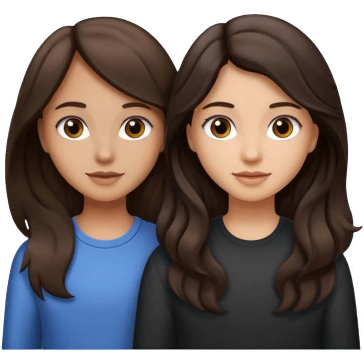 Longer wavy hair for one and straight for the other both dark brown hair. Light skin tone emoji