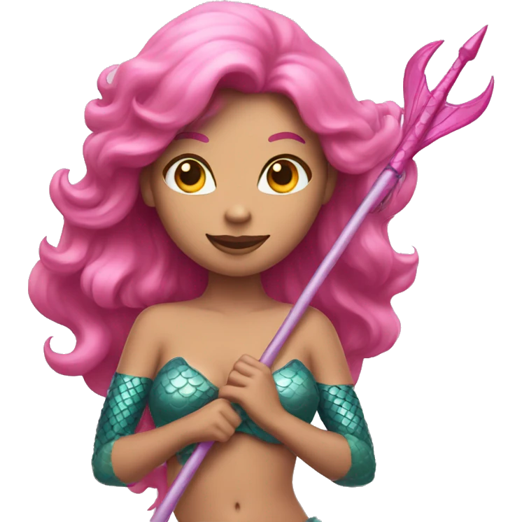 Pink Mermaid holding a trident  emoji
