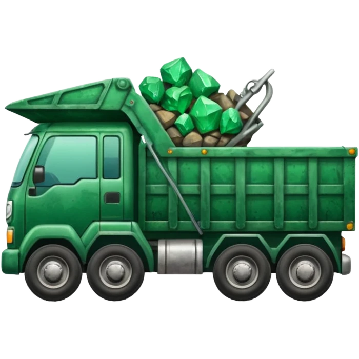 green truck with emrarld ore emoji