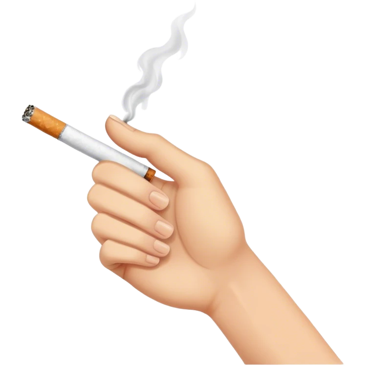 a hand holding a cigarette  emoji