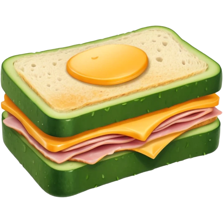 cucumber sandwich without excessive cucumber. with meat in them. bread slightly toasted. and melted cheese emoji