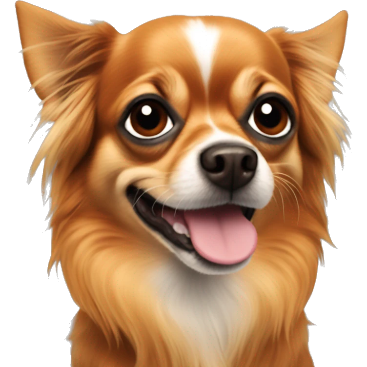 All dark orange long hair chihuahua black mouth emoji