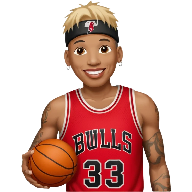 Dennis Rodman with a basketball and 91 Chicago bull  emoji