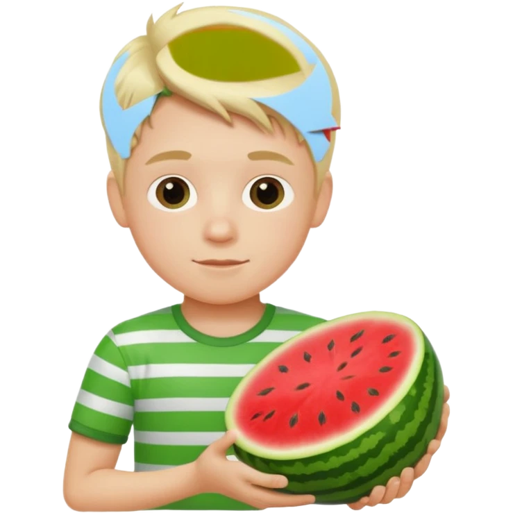 White blonde boy with watermelon emoji