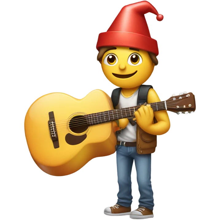 guy holding guitar and iph with party hat  emoji