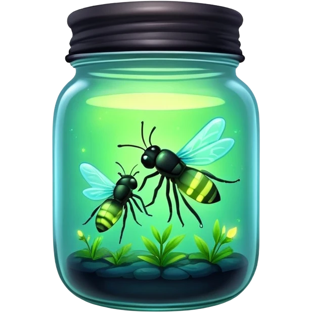 Two fireflies in a glass jar emoji