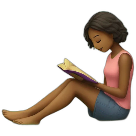 girl reading a book under a tree emoji