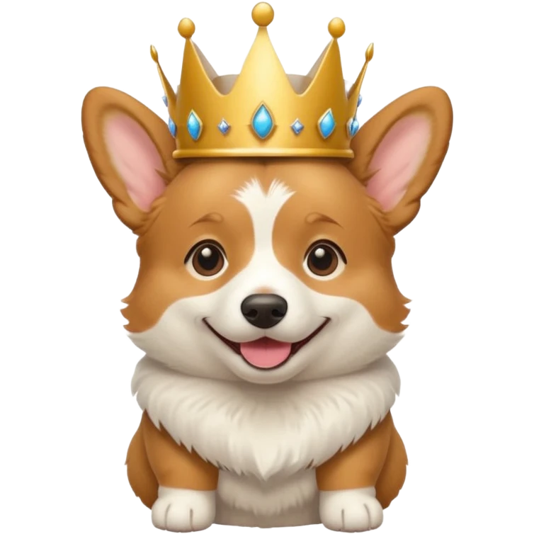 Corgi dog wearing royal crown on its head emoji