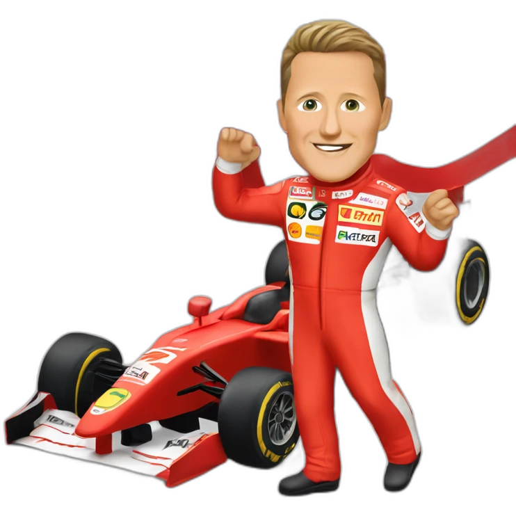 Michael Schumacher red racing suit waving emoji