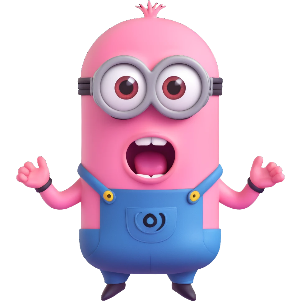 a pink screaming minion emoji