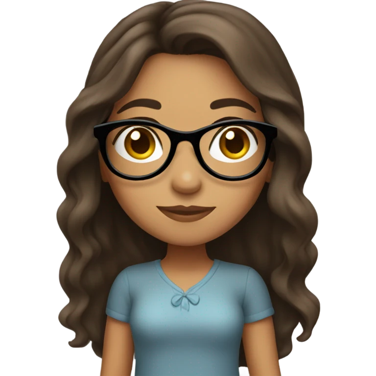 Hispanic girl with glasses, long brown hair  emoji