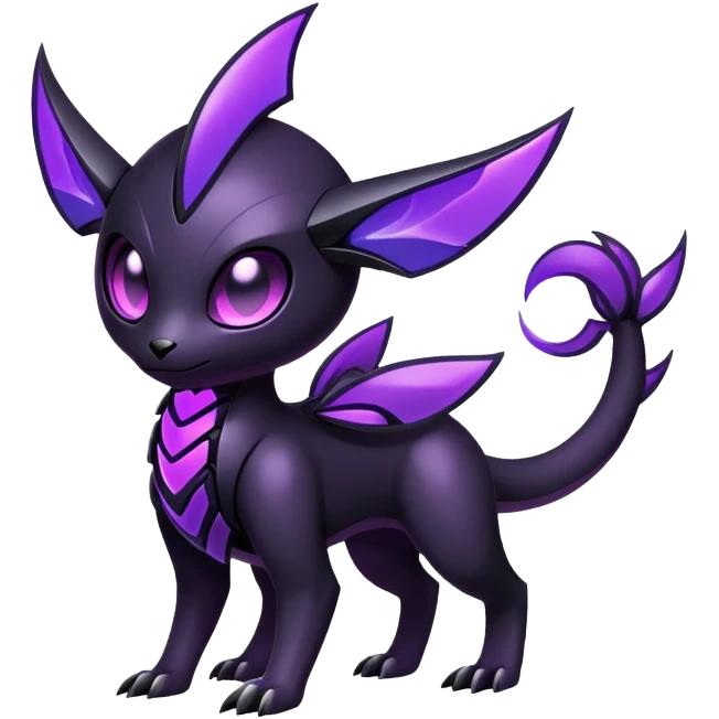 Modern futuristic black dark fakemon-creature with purple accents emoji