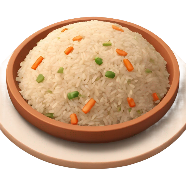 fried rice with mixed of brown rices on a terra cotta plate (no vegetables) emoji