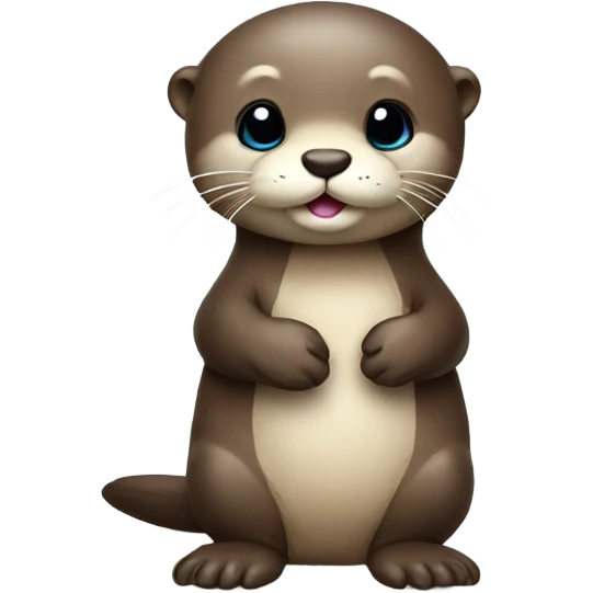 Cute baby otter. Wearing mittens. Full body.  emoji
