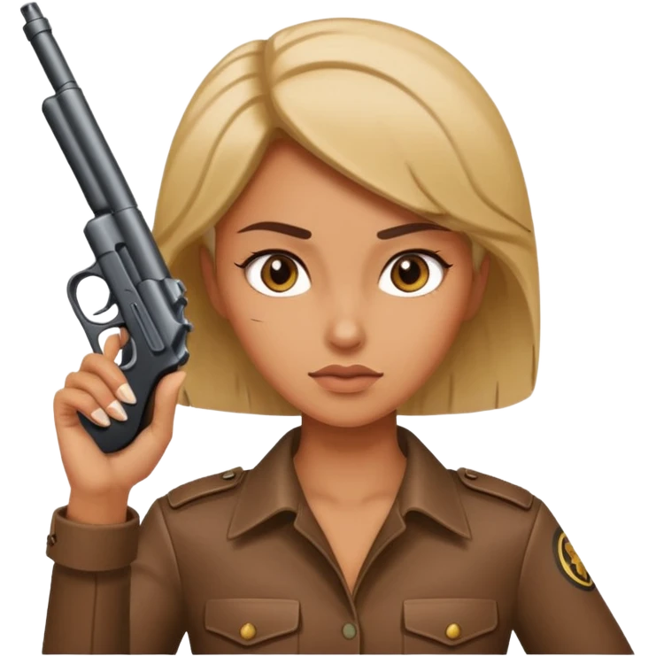 Woman holding gun pointed towards her head emoji