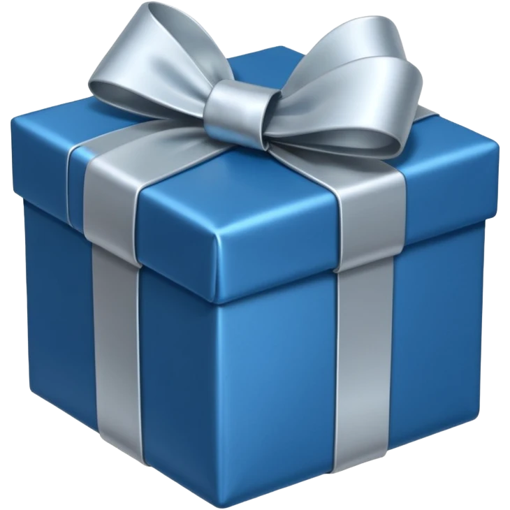 gift box with blue wrapping and silver bow emoji