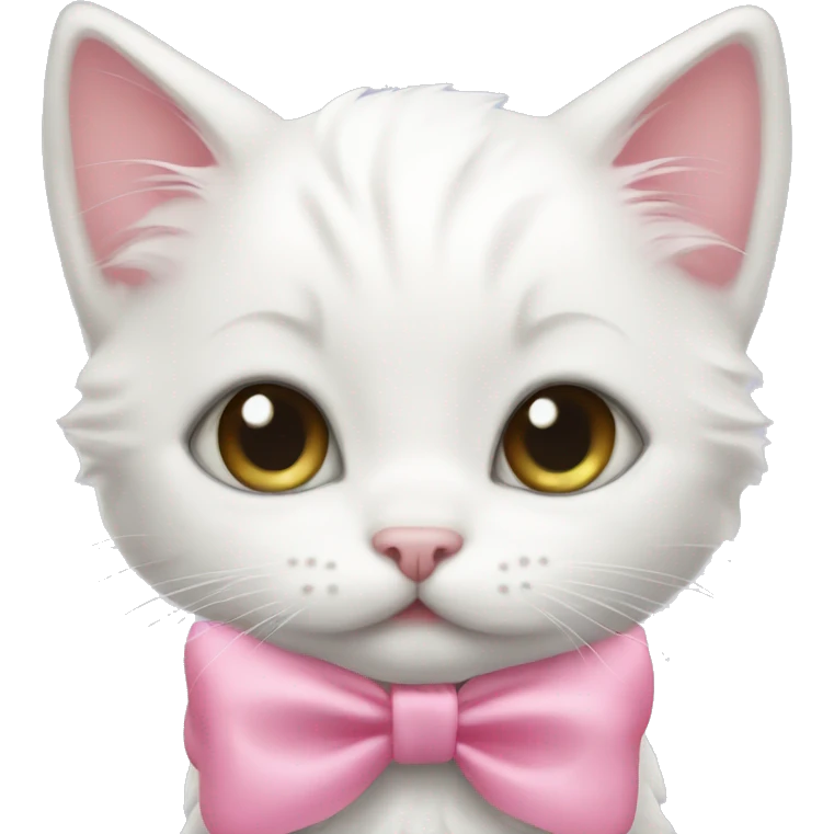 white kitten with pink bow emoji