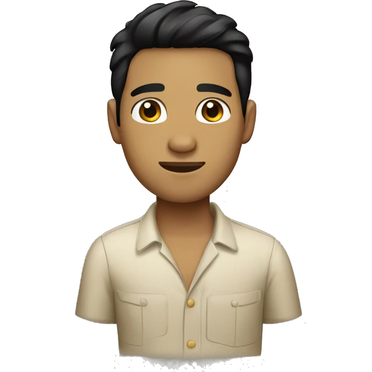 hawaiian guy with black hair brown eyes emoji