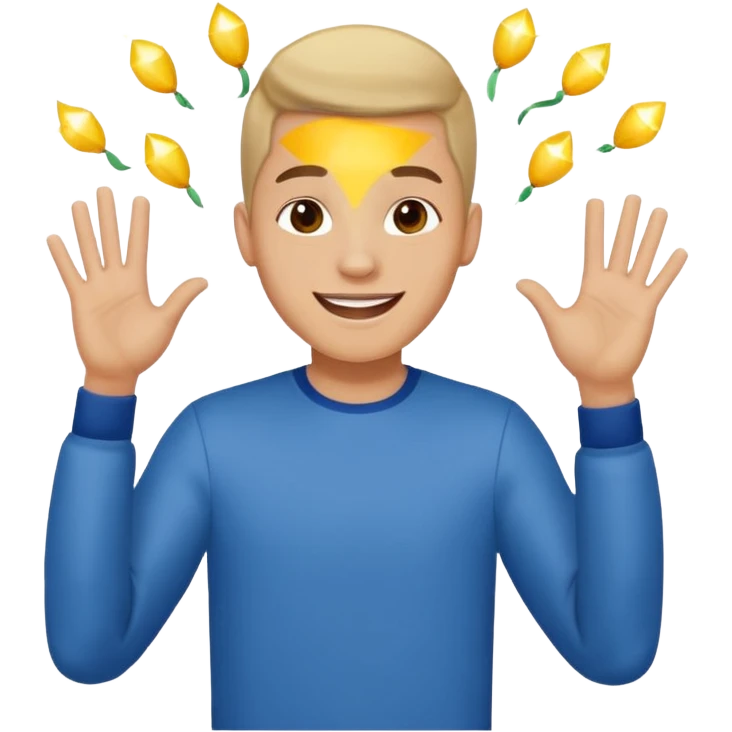 Young man doing celebration pose emoji