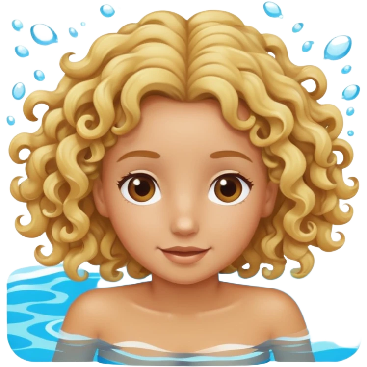 Fille blonde bouclée bronzée qui nage dans un piscine  emoji