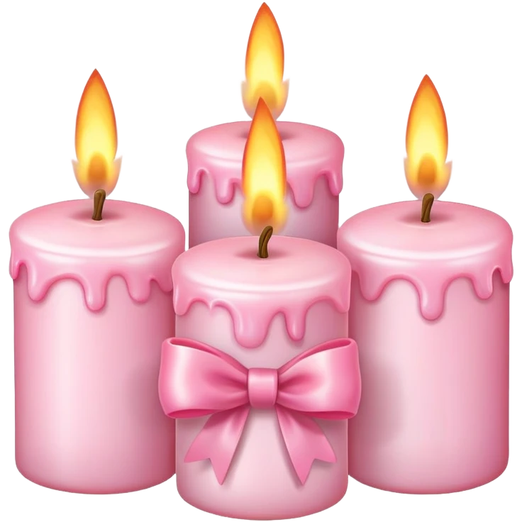 light pink burning candles with bow emoji